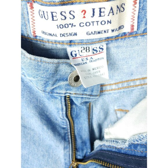GUESS Jeans USA 90s Y2K Womens 28 Blue Cotton Denim Raw Hem Ankle Capri - Picture 7 of 8